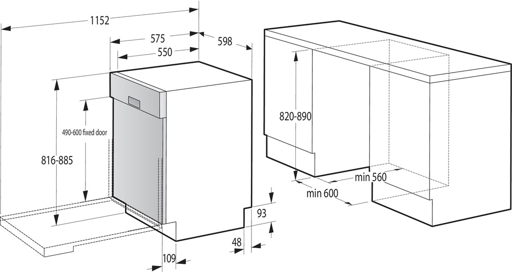 Gorenje GI642E90 inox, programok száma: 6, beépíthető, 13 terítékes mosogatógép 