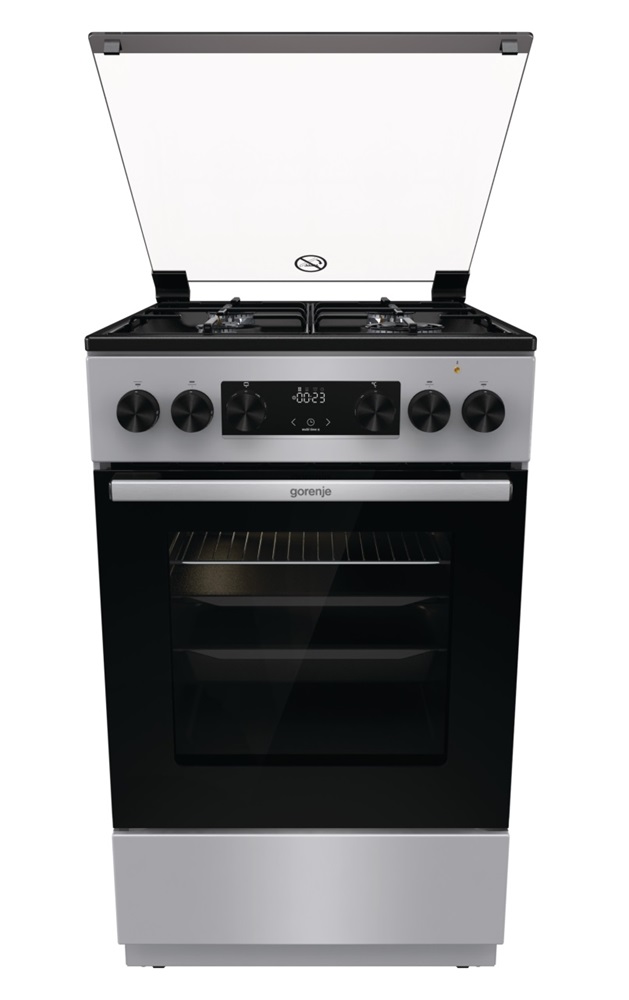 Gorenje GK5C41SJ inox, szabadonálló, gáz, kombinált, főzőzóna: 4, sütő:62L, grill, tűzhely