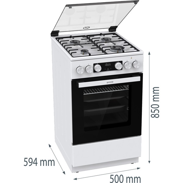 Gorenje GK5C41WH-B fehér kombinált tűzhely