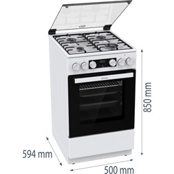 Gorenje GK5C41WH-B fehér kombinált tűzhely