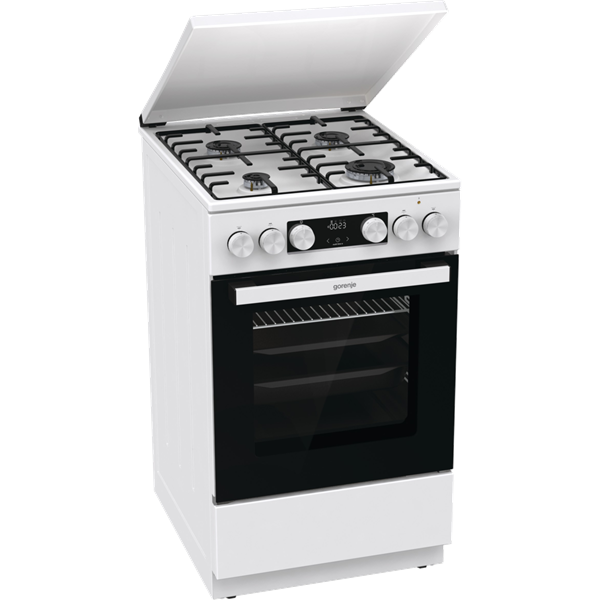 Gorenje GK5C42WH-B fehér, szabadonálló, gáz, kombinált, főzőzóna: 4, sütő:70L, grill, tűzhely (Újszerű)