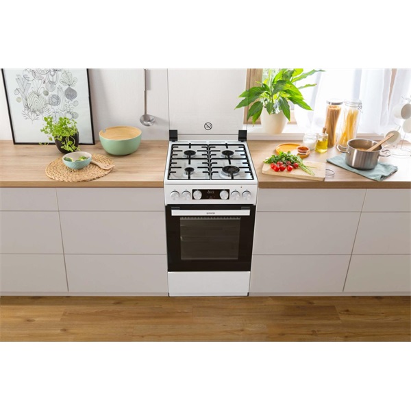 Gorenje GK5C42WH-B fehér, szabadonálló, gáz, kombinált, főzőzóna: 4, sütő:70L, grill, tűzhely (Újszerű)