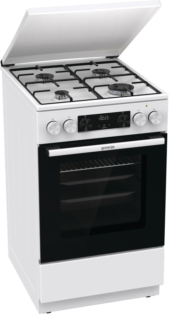 Gorenje GK5C42WJ fehér, szabadonálló, gáz, kombinált, főzőzóna: 4, sütő:62L, grill, tűzhely (Újszerű)