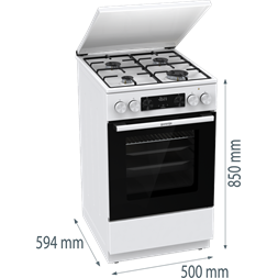 Gorenje GK5C42WJ fehér, szabadonálló, gáz, kombinált, főzőzóna: 4, sütő:62L, grill, tűzhely (Újszerű)
