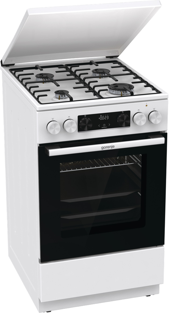 Gorenje GK5C64WH fehér, szabadonálló, gáz, kombinált, főzőzóna: 4, sütő:70L, grill, tűzhely (Újszerű)