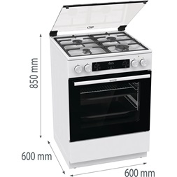 Gorenje GKS6C70WF fehér kombinált tűzhely