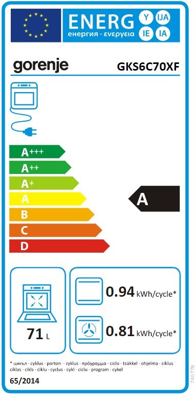 Gorenje GKS6C70XF inox, szabadonálló, gáz, kombinált, főzőzóna: 4, sütő:71L, grill, tűzhely