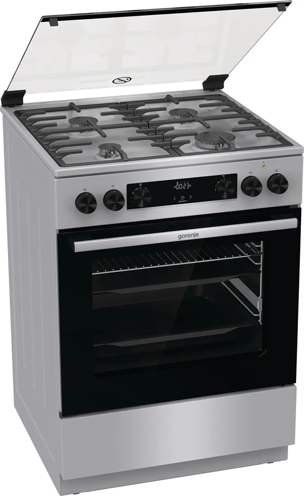 Gorenje GKS6C70XF inox, szabadonálló, gáz, kombinált, főzőzóna: 4, sütő:71L, grill, tűzhely