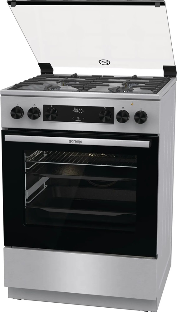 Gorenje GKS6C70XF inox, szabadonálló, gáz, kombinált, főzőzóna: 4, sütő:71L, grill, tűzhely