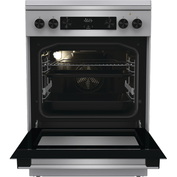 Gorenje GKS6C71XF Inox, szabadonálló, gáz, kombinált, főzőzóna: 4, sütő:71L, grill, tűzhely