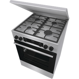 Gorenje GKS6C71XF Inox, szabadonálló, gáz, kombinált, főzőzóna: 4, sütő:71L, grill, tűzhely