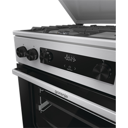 Gorenje GKS6C71XF Inox, szabadonálló, gáz, kombinált, főzőzóna: 4, sütő:71L, grill, tűzhely