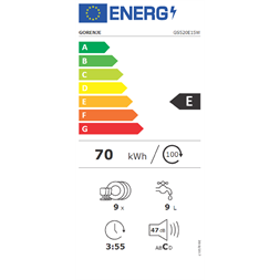 Gorenje GS520E15W fehér, programok száma: 5, keskeny szabadonálló, 9 terítékes mosogatógép (Újszerű)