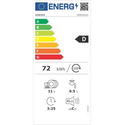 Gorenje GS541D10X inox, programok száma: 5, keskeny szabadonálló, 11 terítékes mosogatógép (Újszerű)