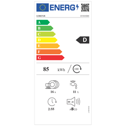 Gorenje GV16D beépíthető 16 terítékes mosogatógép
