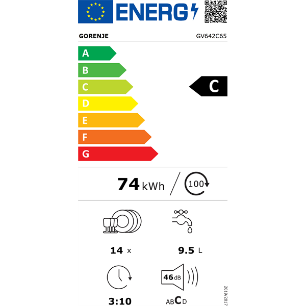 Gorenje GV642C65 beépíthető 14 terítékes mosogatógép