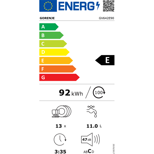 Gorenje GV642E90 beépíthető 14 terítékes mosogatógép