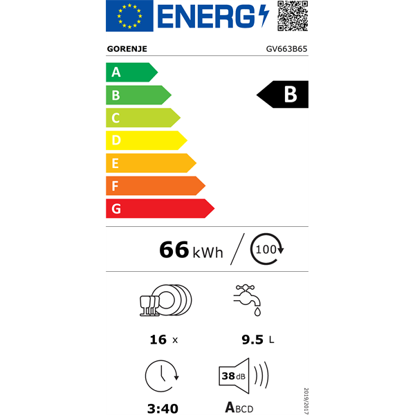 Gorenje GV663B65 beépíthető 16 terítékes mosogatógép