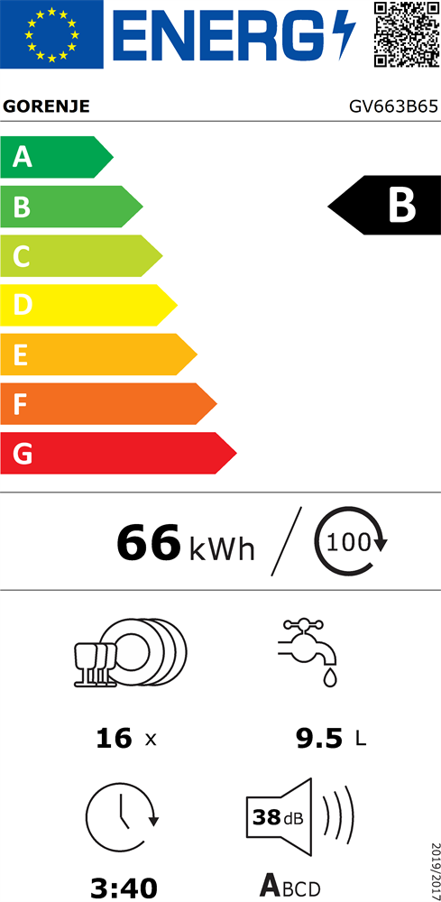Gorenje GV663B65 programok száma: 8, beépíthető, 16 terítékes mosogatógép 