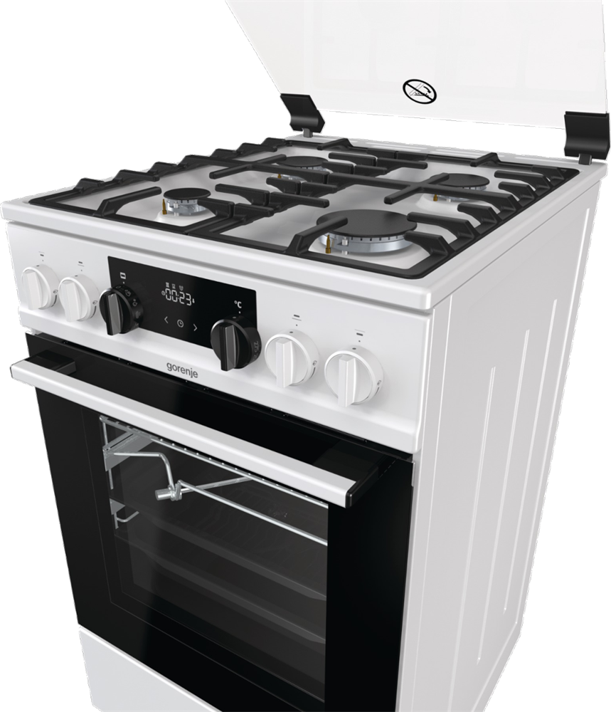 Gorenje KS5350WF fehér, szabadonálló, gáz, kombinált, főzőzóna: 4, sütő:70L, grill, tűzhely