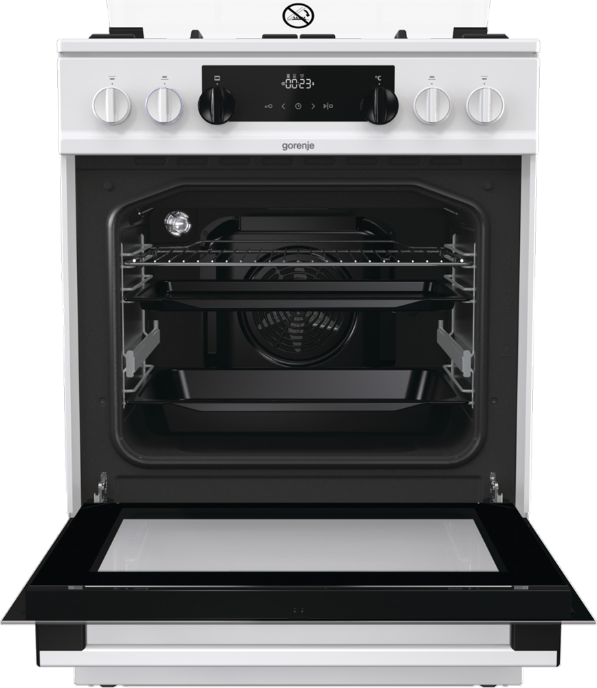 Gorenje KS6350WF fehér, szabadonálló, gáz, kombinált, főzőzóna: 4, sütő:71L, grill, tűzhely