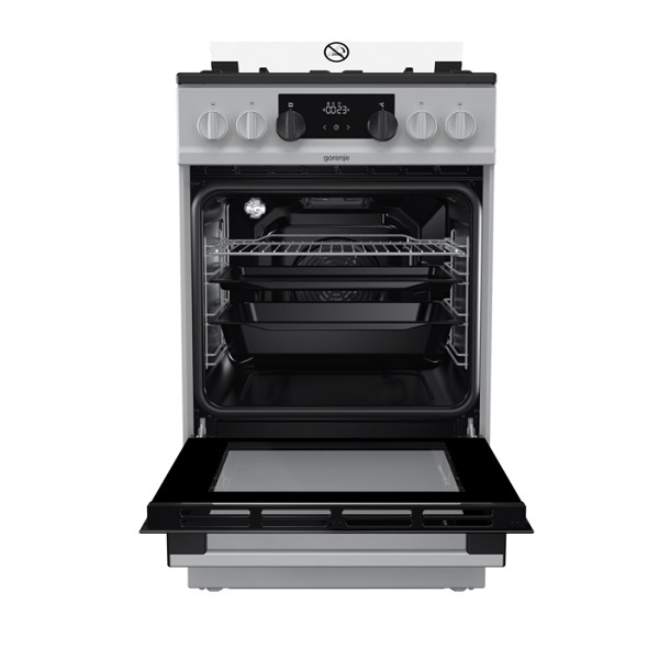 Gorenje K5341SH-B inox, szabadonálló, gáz, kombinált, főzőzóna: 4, sütő:70L, grill, tűzhely