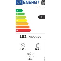 Gorenje NRB620C61BX4WFE inox-fekete, alulfagyasztós, Hűtő:283L, Fagyasztó:130L, hűtőszekrény
