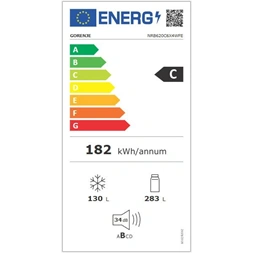 Gorenje NRB620C6X4WFE inox, alulfagyasztós, Hűtő: 253L, Fagyasztó:130L, hűtőszekrény