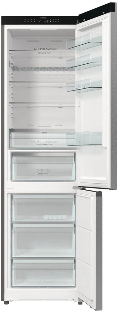 Gorenje NRB620C6X4WFE inox, alulfagyasztós, Hűtő: 253L, Fagyasztó:130L, hűtőszekrény