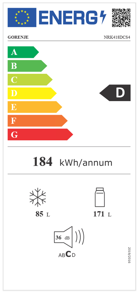 Gorenje NRK418DCS4 szürke, alulfagyasztós, Hűtő:171L, Fagyasztó:85L, No frost hűtőszekrény