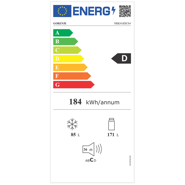 Gorenje NRK418DCS4 szürke, alulfagyasztós, Hűtő:171L, Fagyasztó:85L, No frost hűtőszekrény (Újszerű)