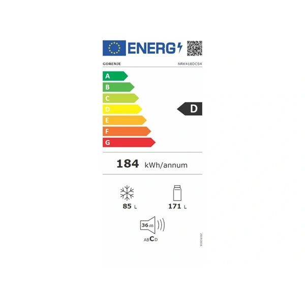 Gorenje NRK418DCS4 szürke, alulfagyasztós, Hűtő:171L, Fagyasztó:85L, No frost hűtőszekrény (Újszerű)