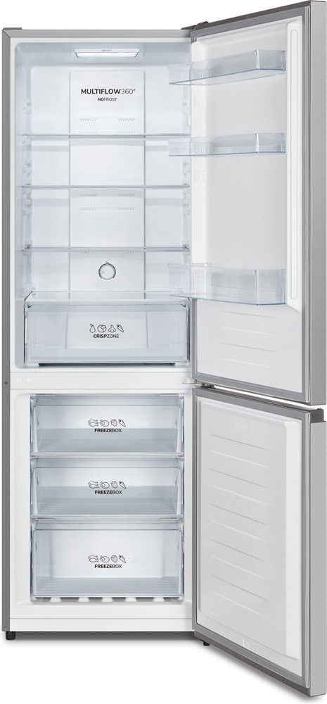 Gorenje NRK6181PS4 szürke, alulfagyasztós, Hűtő:215L, Fagyasztó:97L, No frost hűtőszekrény