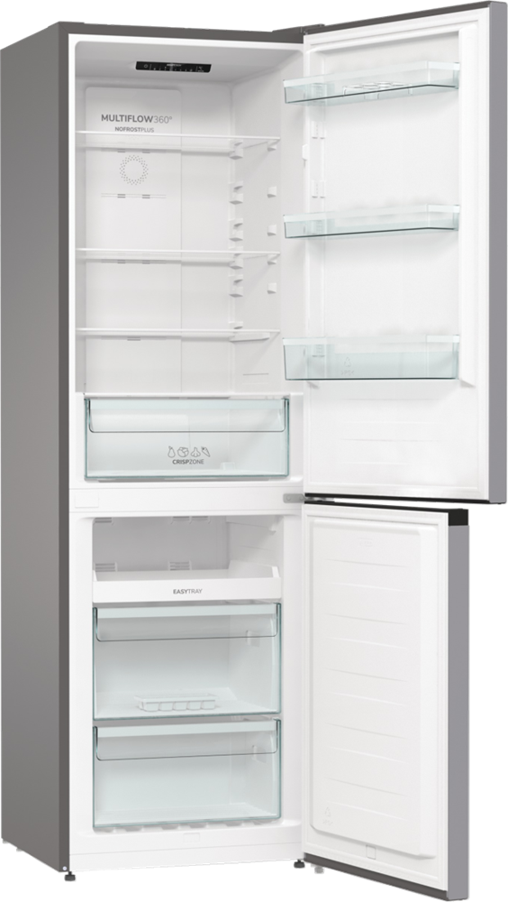 Gorenje NRK6191PS4 inox, alulfagyasztós, Hűtő:204L, Fagyasztó:96L, No frost Plus hűtőszekrény