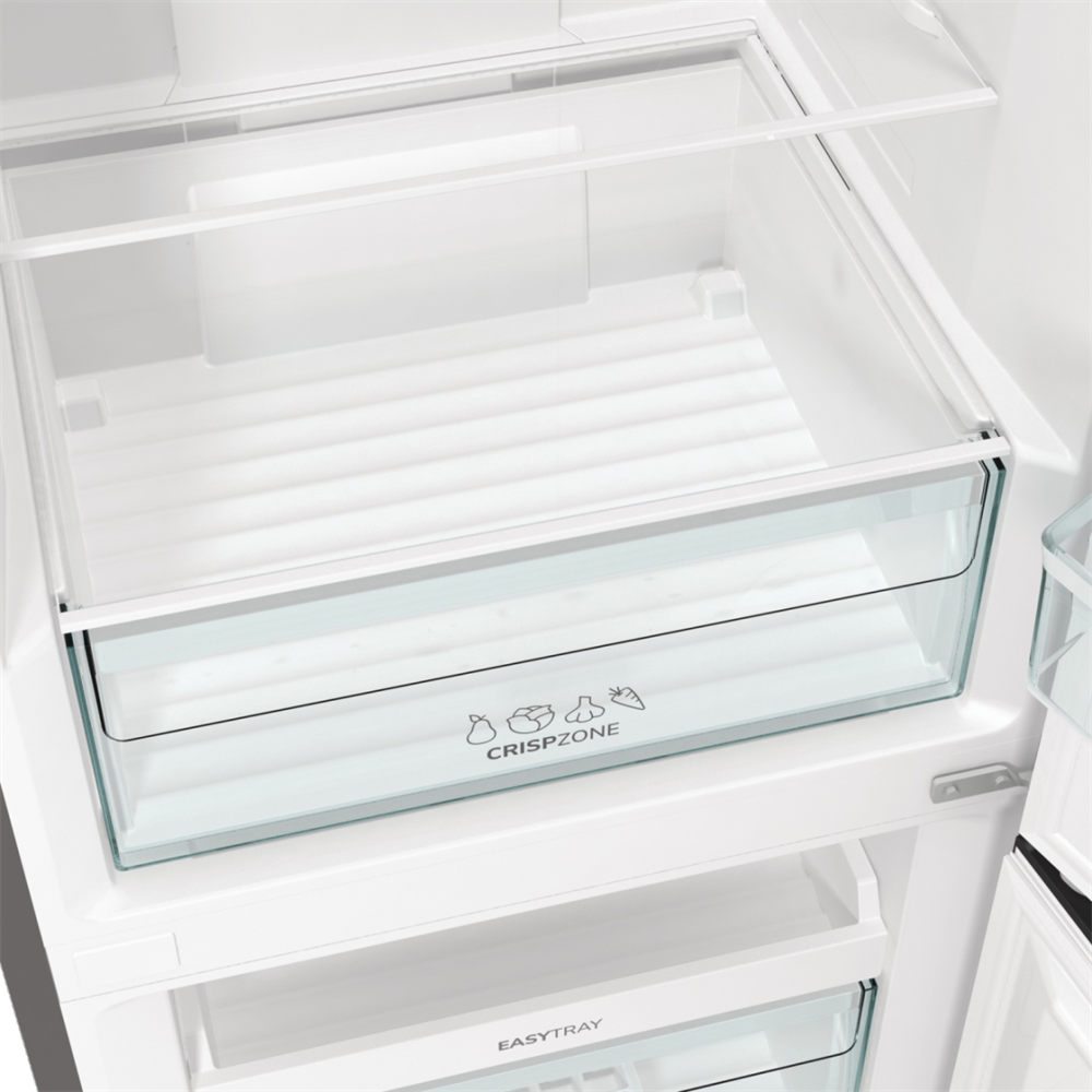 Gorenje NRK6191PS4 inox, alulfagyasztós, Hűtő:204L, Fagyasztó:96L, No frost Plus hűtőszekrény