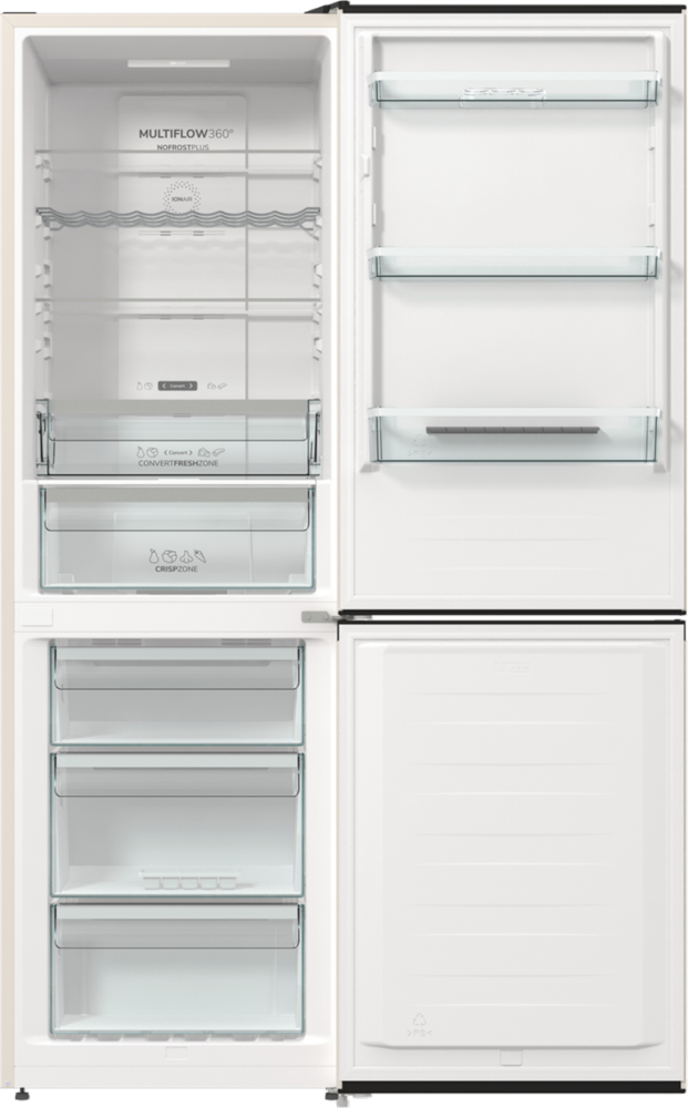 Gorenje NRK6192AC4 bézs, alulfagyasztós, Hűtő:204L, Fagyasztó:96L, No frost Plus hűtőszekrény