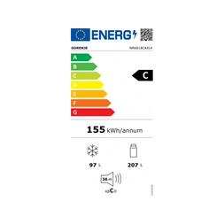 Gorenje NRK619CAXL4 inox, alulfagyasztós, Hűtő:207L, Fagyasztó:97L, hűtőszekrény