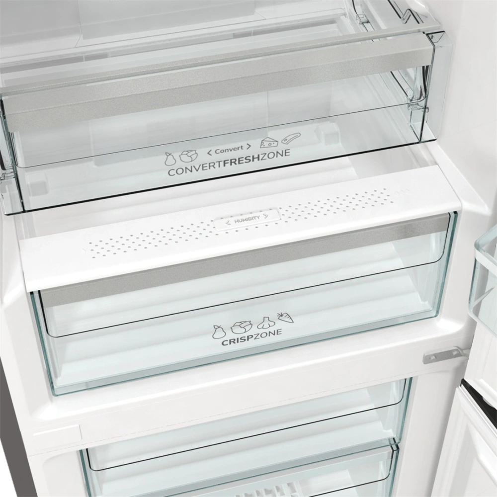 Gorenje NRK619DA2XL4 inox, alulfagyasztós, Hűtő:204L, Fagyasztó:96L, hűtőszekrény