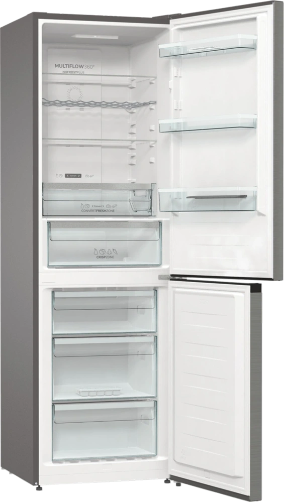 Gorenje NRK619DA2XL4 inox, alulfagyasztós, Hűtő:204L, Fagyasztó:96L, hűtőszekrény