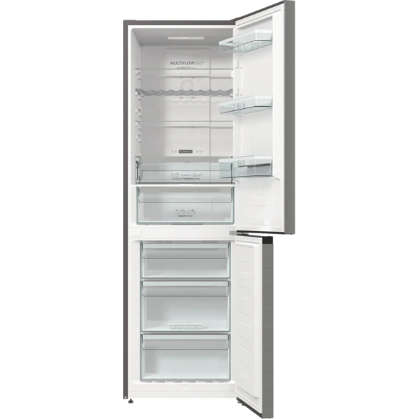 Gorenje NRK619DA2XL4 inox, alulfagyasztós, Hűtő:204L, Fagyasztó:96L, hűtőszekrény