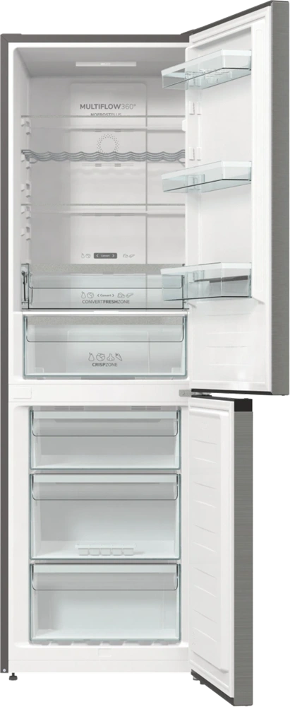 Gorenje NRK619DA2XL4 inox, alulfagyasztós, Hűtő:204L, Fagyasztó:96L, hűtőszekrény