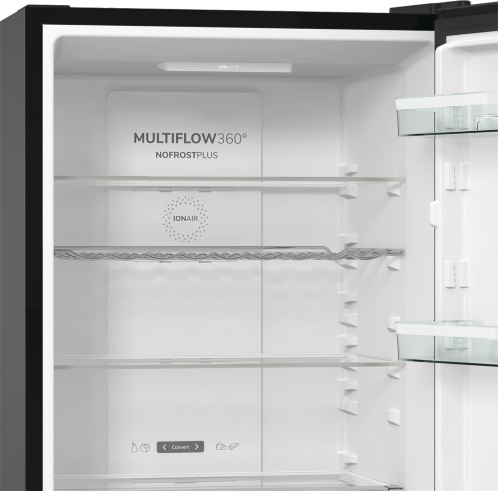 Gorenje NRK619EABXL4 fekete, alulfagyasztós, Hűtő:204L, Fagyasztó:96L, No frost Plus hűtőszekrény