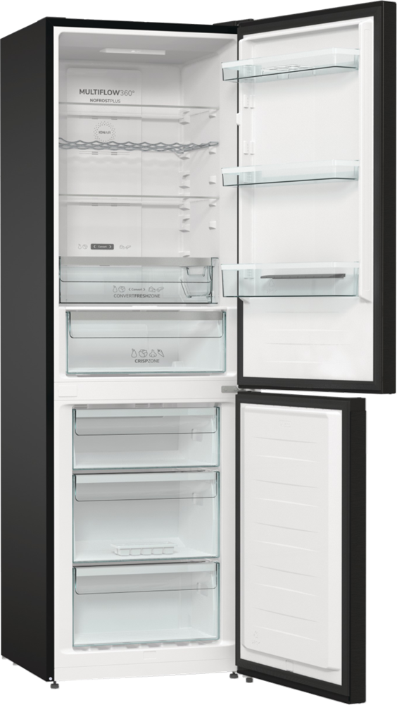 Gorenje NRK619EABXL4 fekete, alulfagyasztós, Hűtő:204L, Fagyasztó:96L, No frost Plus hűtőszekrény