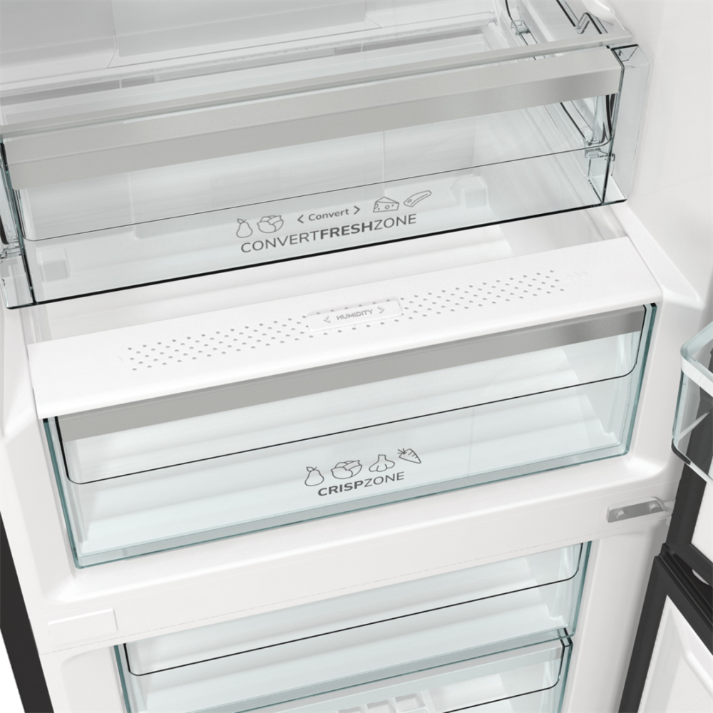 Gorenje NRK619EABXL4 fekete, alulfagyasztós, Hűtő:204L, Fagyasztó:96L, No frost Plus hűtőszekrény