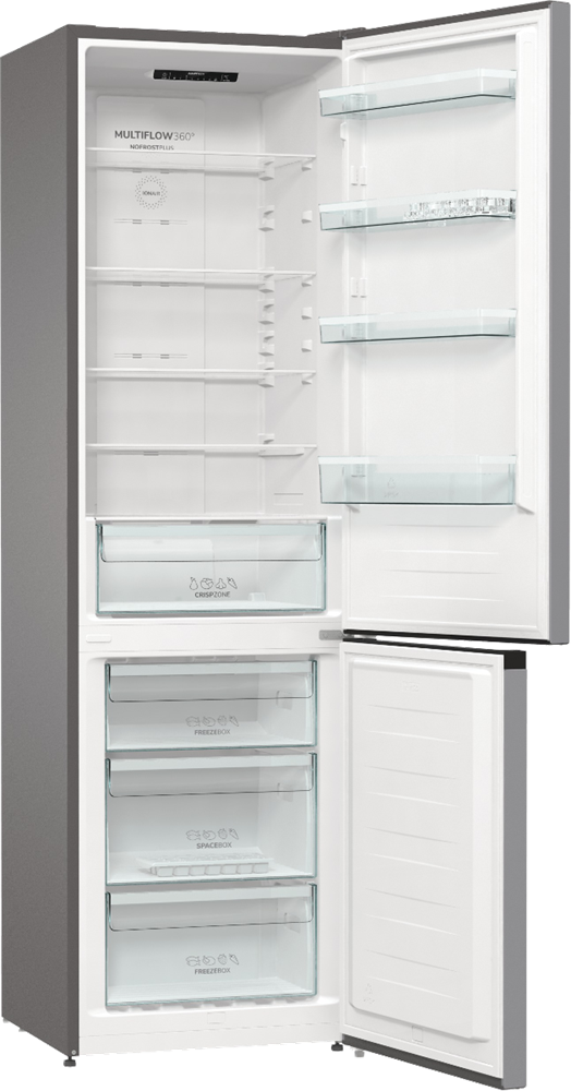 Gorenje NRK6202ES4 inox, alulfagyasztós, Hűtő:235L, Fagyasztó:96L, No frost Plus hűtőszekrény