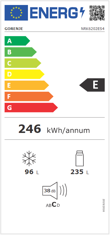 Gorenje NRK6202ES4 inox, alulfagyasztós, Hűtő:235L, Fagyasztó:96L, No frost Plus hűtőszekrény