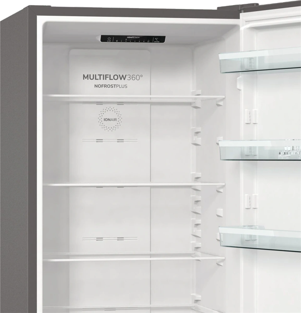 Gorenje NRK6202ES4 inox, alulfagyasztós, Hűtő:235L, Fagyasztó:96L, No frost Plus hűtőszekrény (Újszerű)