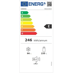 Gorenje NRK6202ES4 inox, alulfagyasztós, Hűtő:235L, Fagyasztó:96L, No frost Plus hűtőszekrény (Újszerű)