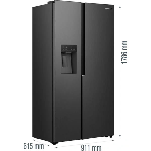 Gorenje NRS917E61BX fekete, No Frost, Side-by-Side, hűtőszekrény