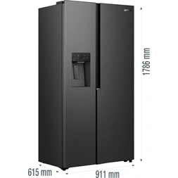 Gorenje NRS917E61BX fekete, No Frost, Side-by-Side, hűtőszekrény